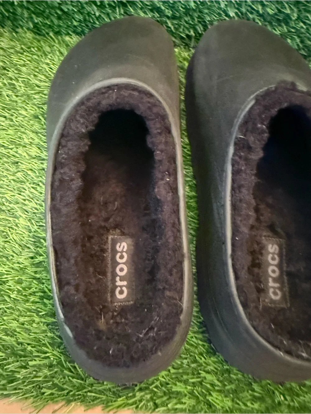 Crocs unisex Hydra Black Faux-Shearling Lined Slip-On Clogs men 9 women 11